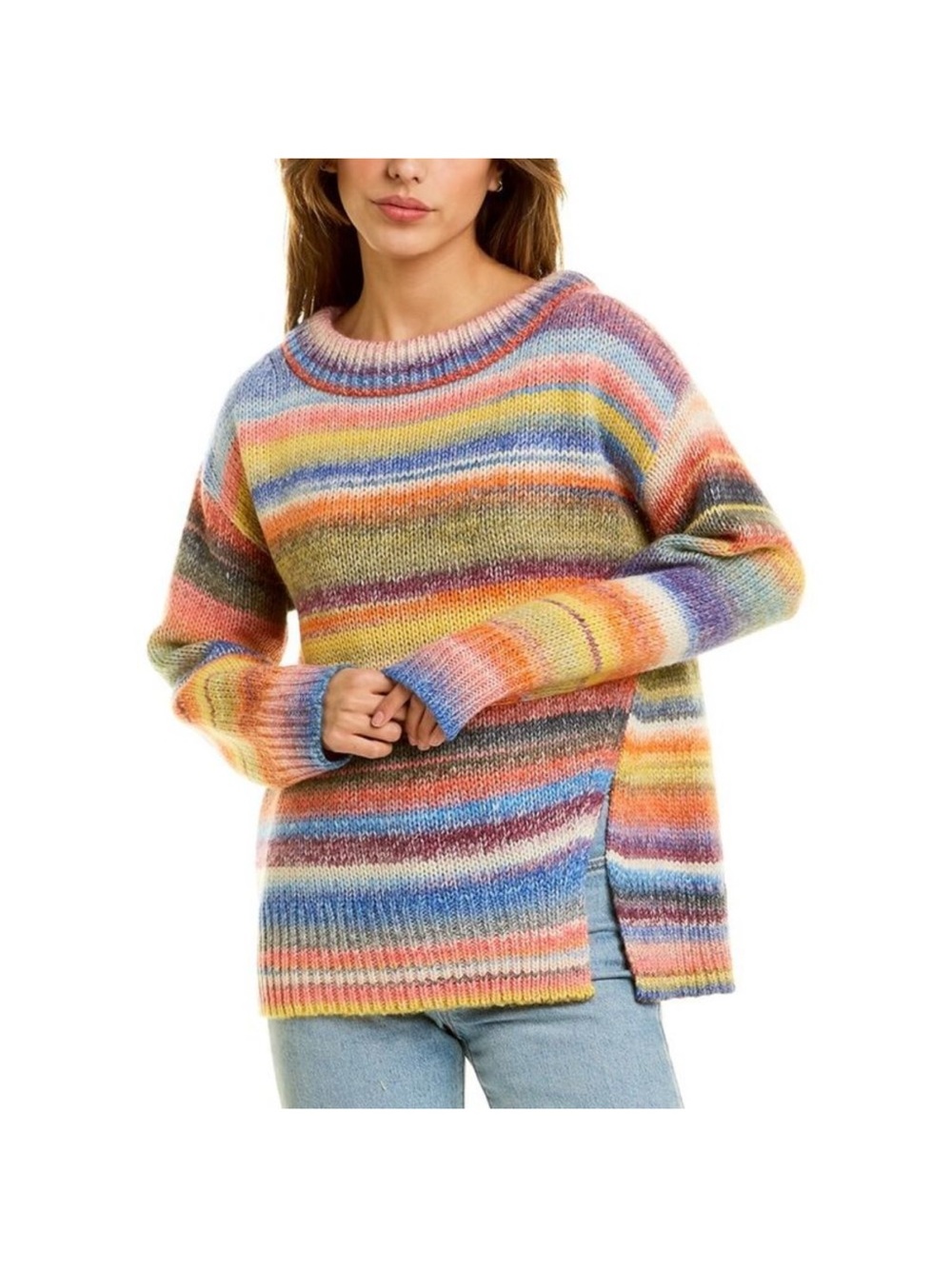 Cinq a sept Laci Wool Blend Multicolor Striped Cozy Crewneck Sweater